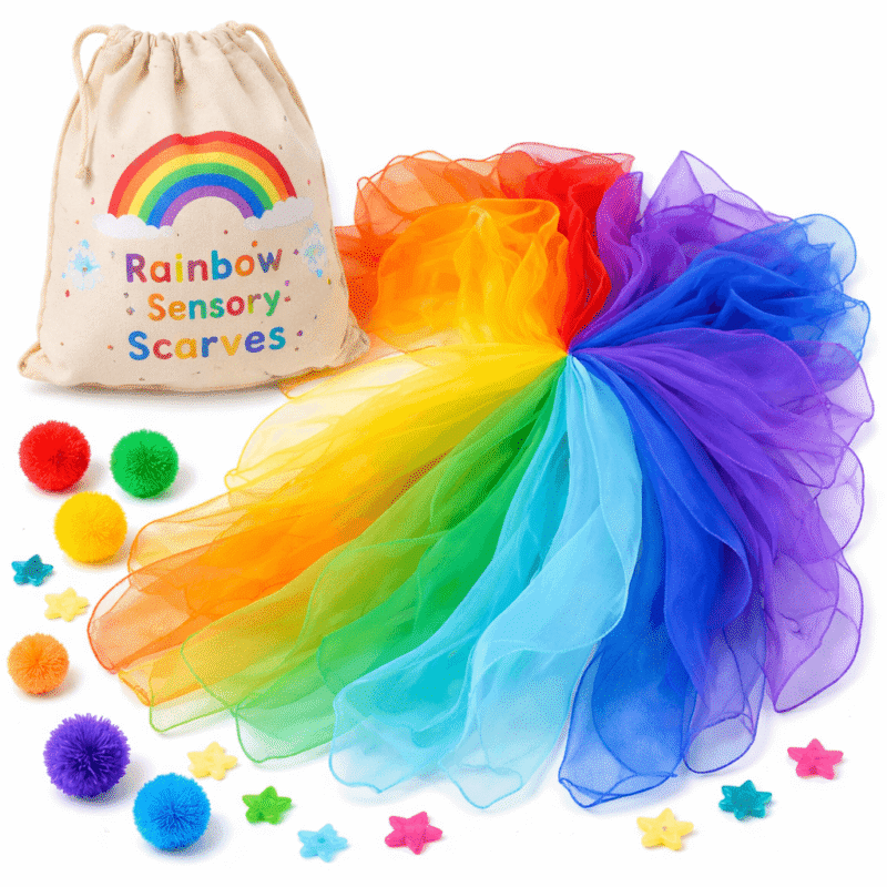 Rainbow Sensory Scarves Set