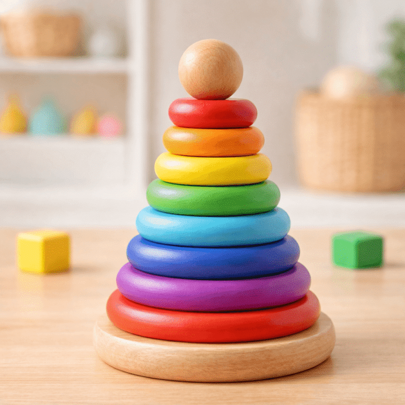 Rainbow Wooden Stacking Rings